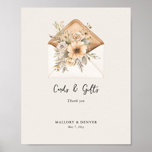 Elegante Waterverf trouwkaarten en geschenken Poster (Voorkant)