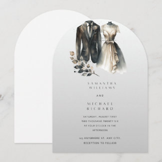 Elegante Waterverf Trouwuitnodiging – Moderne Boog Kaart