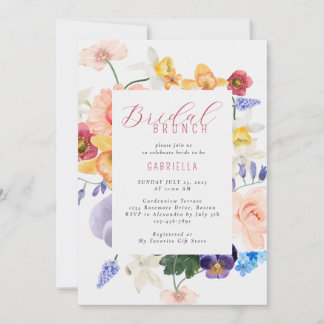 Elegante Waterverf Tuin Bloemen Vrijgezellenfeest Kaart