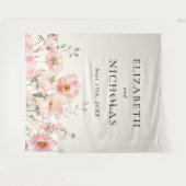 Elegante Waterverf Tuin Bruiloft met Wilde Bloemen Wandkleed (Voorkant (horizontaal))