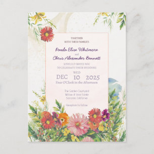Elegante Waterverf Tuin Bruiloft Wildflower Briefkaart