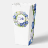 Elegante Waterverf Tulp krans bruiloft blauw ivoor Bedankdoosjes (Achterkant)