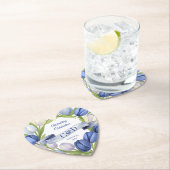 Elegante Waterverf Tulp krans bruiloft blauw ivoor Kartonnen Onderzetters (Insitu)