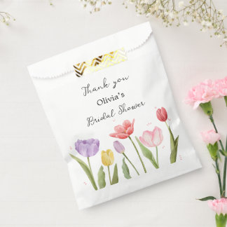 Elegante Waterverf Tulpen Bruidsdouche Bedankzakje