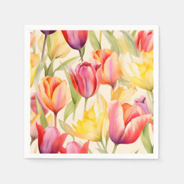 Elegante Waterverf Tulpen Servet