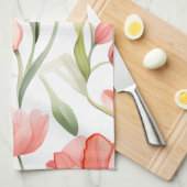 Elegante Waterverf Tulpen Theedoek (Quarter Fold)