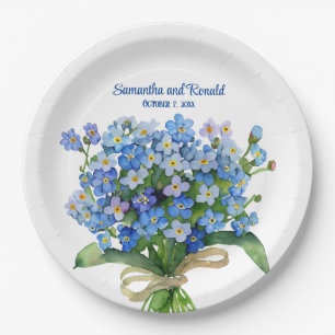 Elegante Waterverf Vergeet-me-niet Bruiloft Papieren Bordje