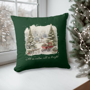 Elegante Waterverf vintage kerstscript Kussen