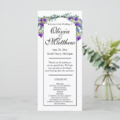 Elegante waterverf violette lavendel Trouwprogramm (Staand voorkant)