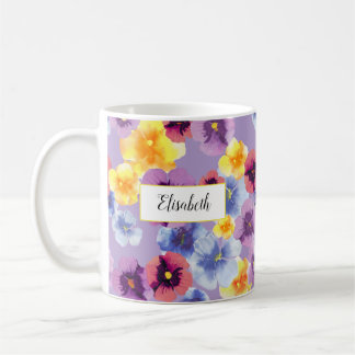 Elegante Waterverf Viooltje Gepersonaliseerde Lave Koffiemok