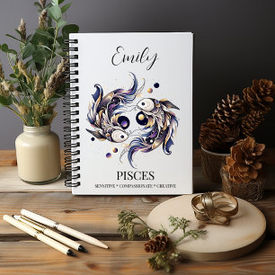 Elegante Waterverf Vissen Zodiac Custom Journal Notitieboek
