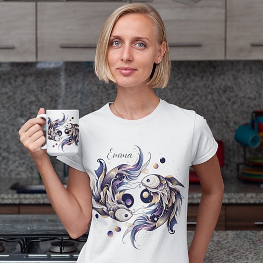 Elegante Waterverf Vissen Zodiac Custom T-shirt