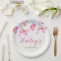 Elegante Waterverf Vlinder Meisje 1e Verjaardag