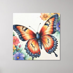 Elegante Waterverf Vlinders Natuur geïnspireerd Canvas Afdruk