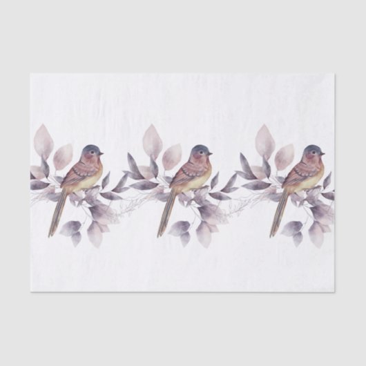 Elegante Waterverf Vogelpatroon Gift Decoupage Tissuepapier (Voorkant)