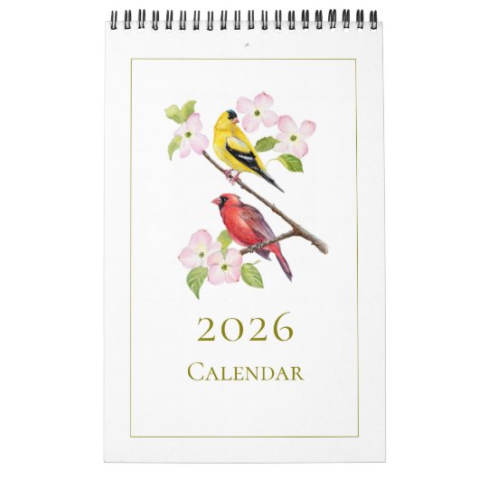 Elegante Waterverf Vogels 2026 Kalender (Hoes)
