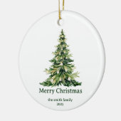 Elegante Waterverf Vrolijk Kerstboom Niet-Foto Keramisch Ornament (Links)