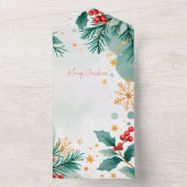 Elegante Waterverf Vrolijk Kerstfeest Kaart – Blad (Binnen)