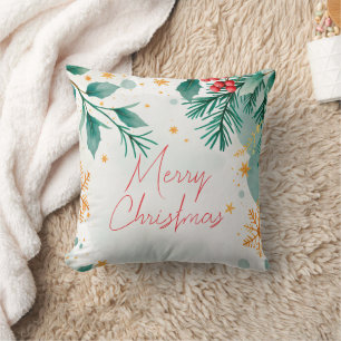 Elegante Waterverf Vrolijk Kerstfeest Sierkussen