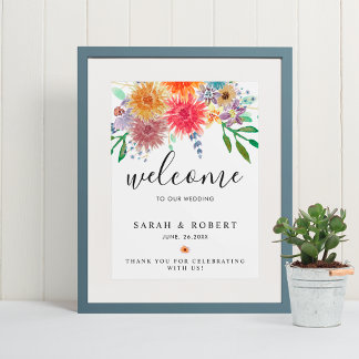 Elegante Waterverf Welkom op Onze Bruiloft Poster