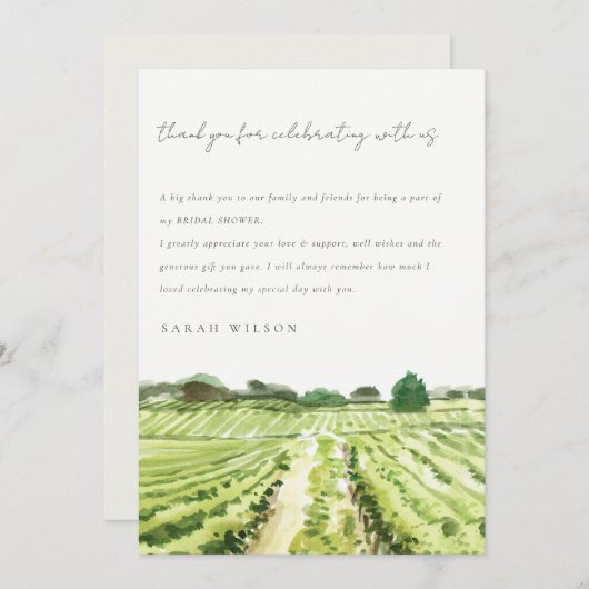 Elegante Waterverf Wijngaard Bruidsmeisjes Borrel Bedankkaart (Voorkant / Achterkant)