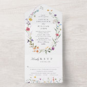 Elegante Waterverf Wild Flowers Bloemen Bloemen Br All In One Uitnodiging (Binnen)