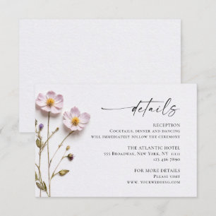 Elegante Waterverf Wild Flowers Bruiloft Details Informatiekaartje