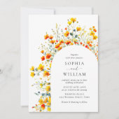 Elegante Waterverf Wild Flowers Bruiloft Kaart (Voorkant)