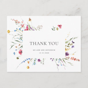 Elegante Waterverf Wild Flowers Floral Dank u Briefkaart