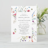 Elegante Waterverf Wild Flowers Trouwceremonie Programma (Staand voorkant)