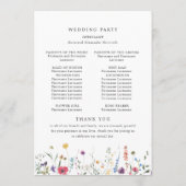 Elegante Waterverf Wild Flowers Trouwceremonie Programma (Achterkant)