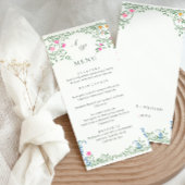 Elegante Waterverf Wild Flowers Trouwdiner Menu