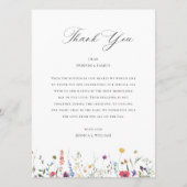 Elegante Waterverf Wildbloemen Bruiloft Diner Menu (Achterkant)