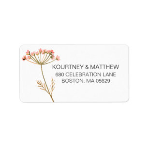 Elegante waterverf wilde bloem adres etiket