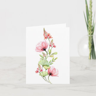 Elegante Waterverf Wilde Bloem Wenskaart Kaart