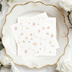 Elegante Waterverf Wilde Bloemen Baby Shower Servet