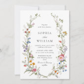 Elegante Waterverf Wilde Bloemen Bruiloft Kaart (Voorkant)