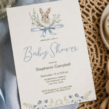 Elegante Waterverf Wilde Bloemen Konijn Baby Showe