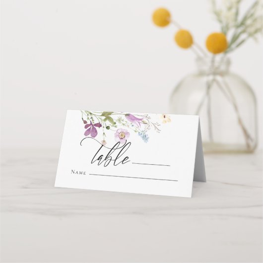 Elegante waterverf wilde bloemen plaats kaarten (Voorkant)