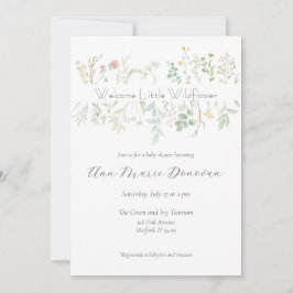 Elegante Waterverf Wildflower Border Baby shower Kaart