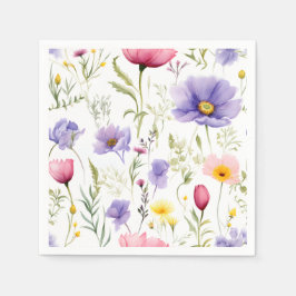 Elegante Waterverf Wildflower Servet