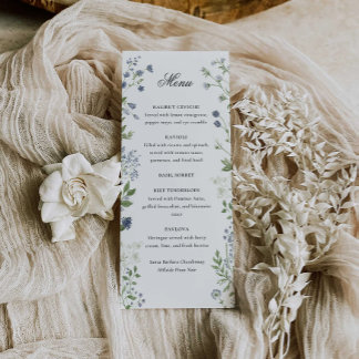 Elegante Waterverf Wildflower Wedding Menu Kaart
