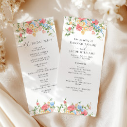 Elegante Waterverf Wildflower Wedding Programma