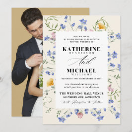 Elegante Waterverf Wildflowers Meadow Details RSVP Kaart