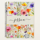 Elegante waterverf wildflowers scriptnaam planner (Voorkant)