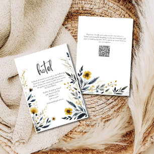 Elegante Waterverf Wildflowers Wedding Hotel Informatiekaartje