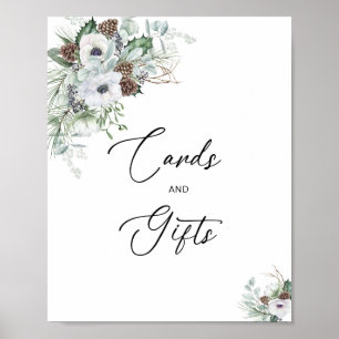 Elegante Waterverf Winter Anemonen bloemen bruids Poster