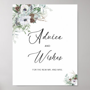 Elegante Waterverf Winter Anemonen bloemen bruids Poster