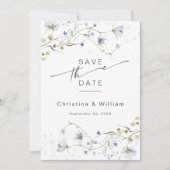 Elegante Waterverf Winter Wildbloemen Bruiloft Save The Date (Voorkant)
