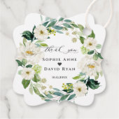 Elegante Waterverf Witte Bloemen Krans Bruiloft  Bedankjes Labels (Achterkant)